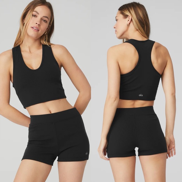 ALO Yoga Tops - NWT Alo Goddess Ribbed Cropped Racerback Tank